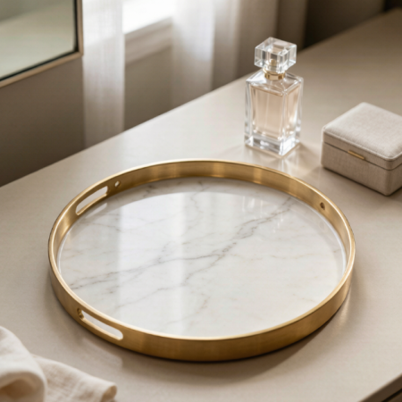 Round Marble-Look Serving Tray