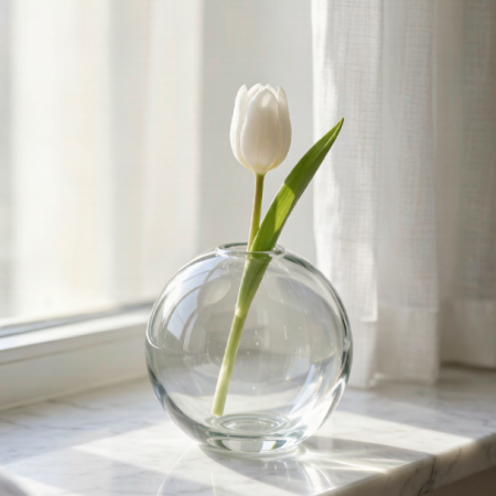 Hand-Blown Glass Sphere Bud Vase