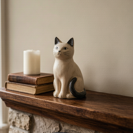 Hand-Painted Ceramic Cat Figurine