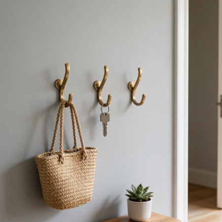 Brass Finish Metal Wall Hook Set